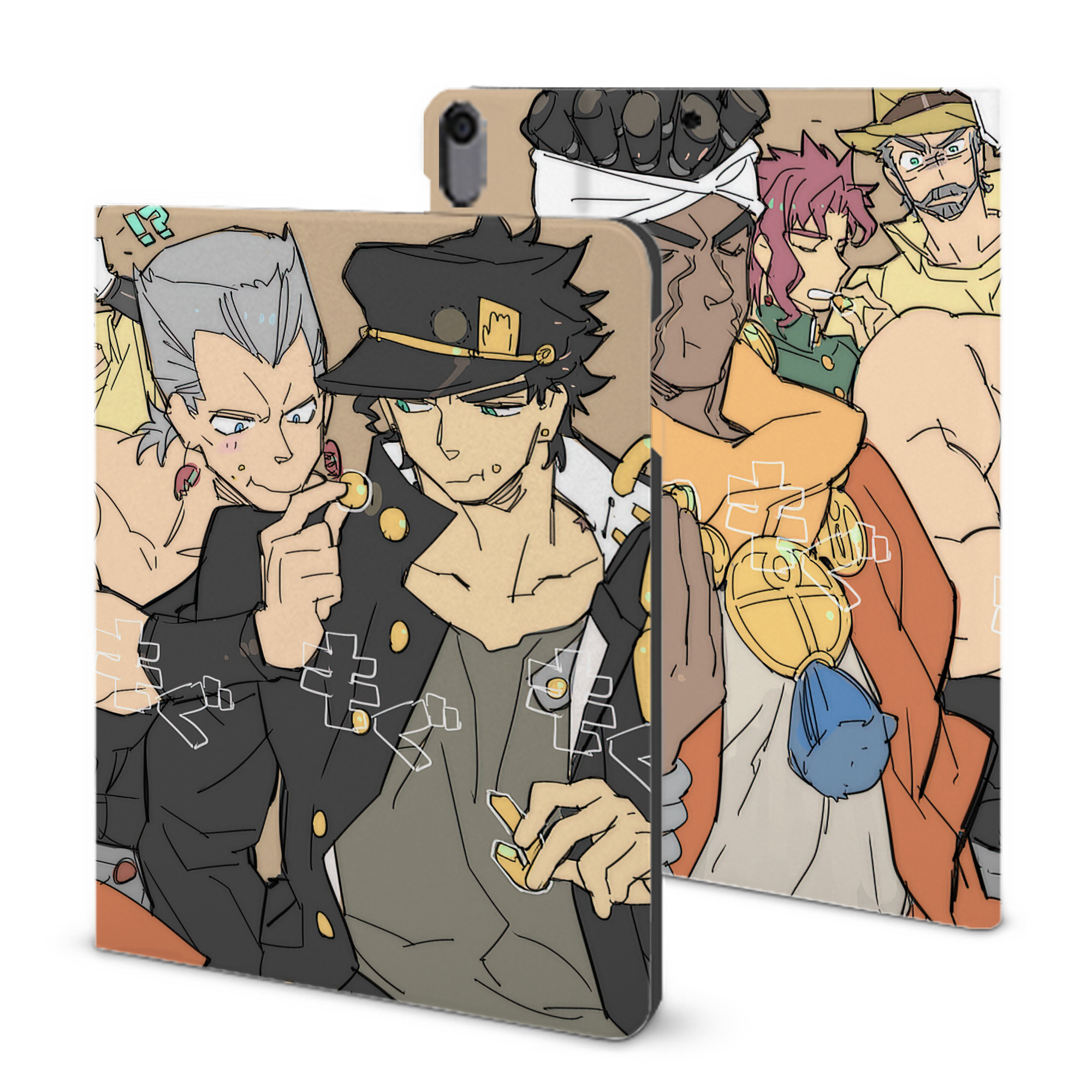 （画像用） ジョジョの奇妙な冒険 JoJo's Bizarre Adventure IPad ケース ブック型 PUレザー TPU 耐衝撃 軽量 薄型 ペン収納なし 全面保護 IPad 各モデル対応